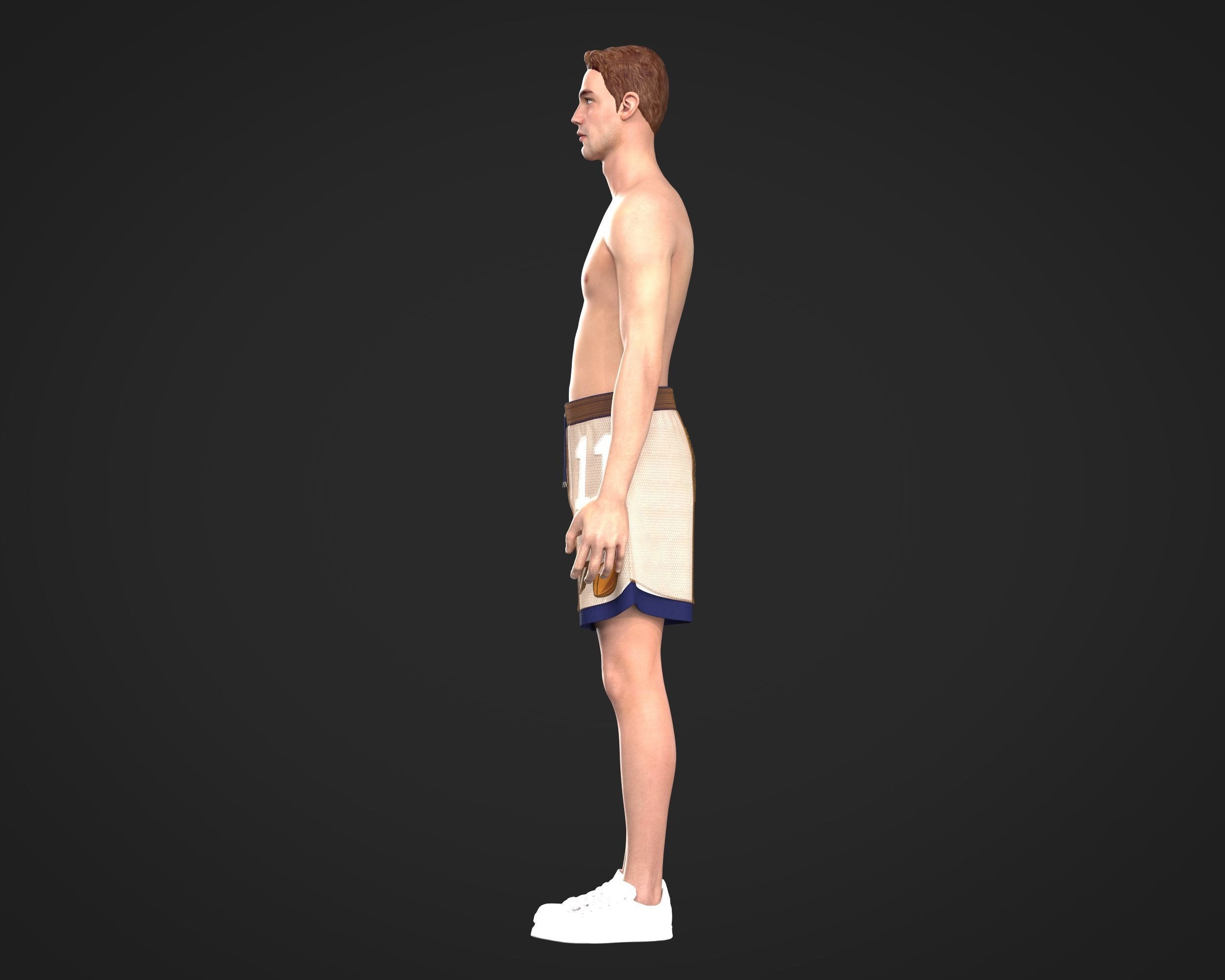 Mens relaxed fit shorts with graphics and layering with mesh  3D model_11