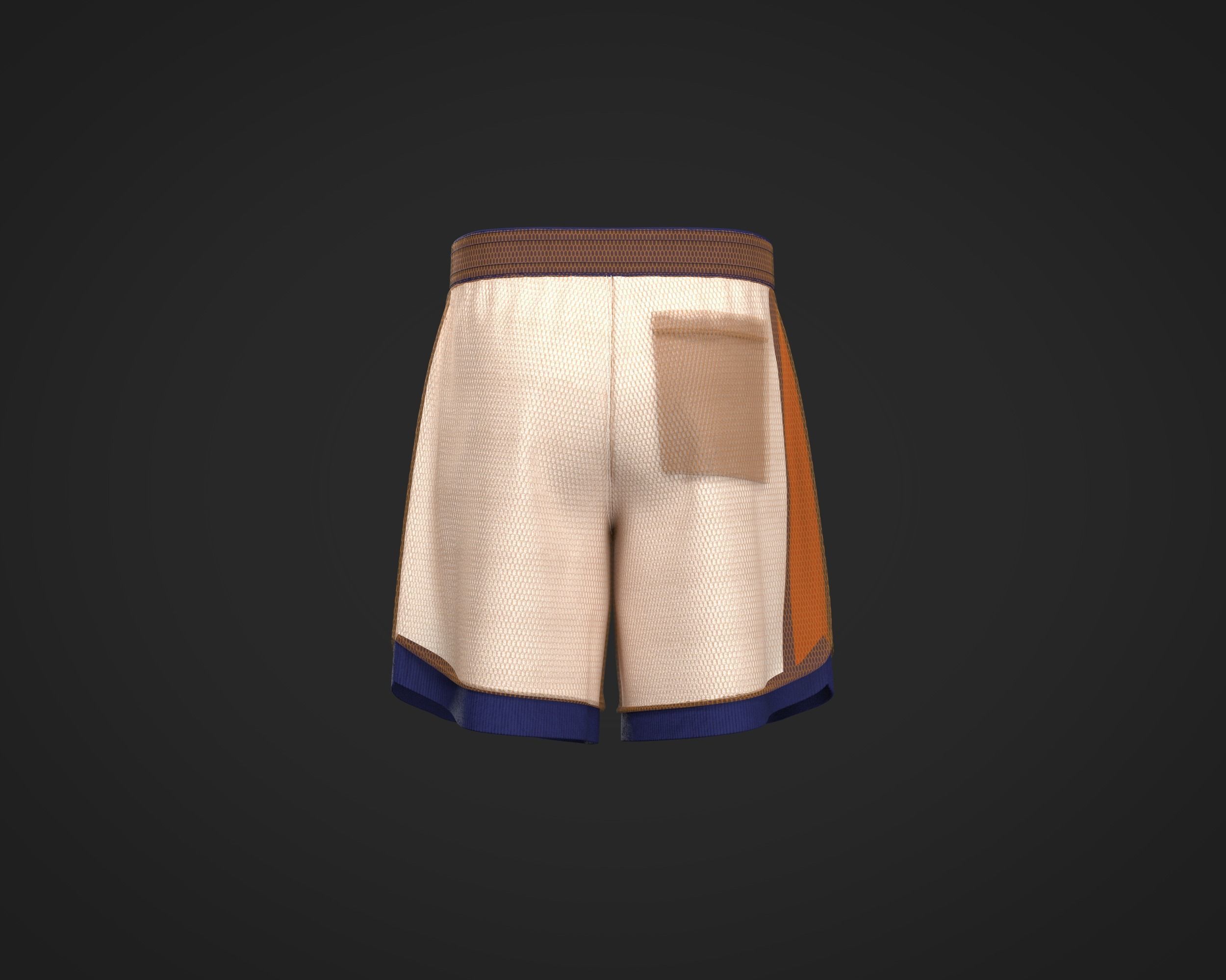 Mens relaxed fit shorts with graphics and layering with mesh  3D model_4