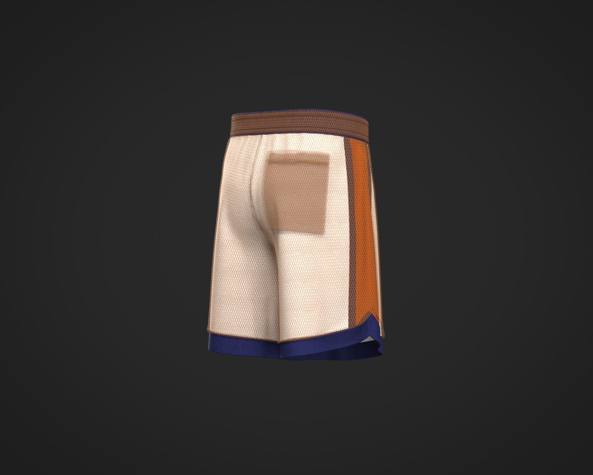 Mens relaxed fit shorts with graphics and layering with mesh  3D model_3