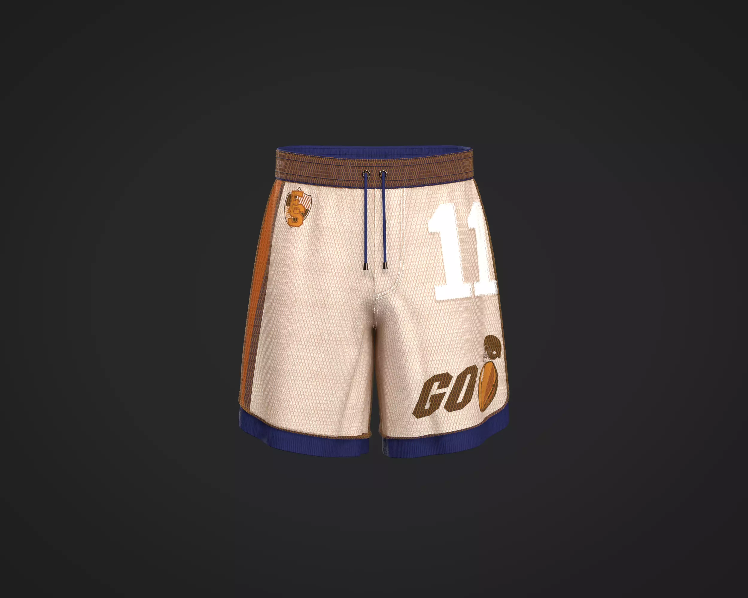 Mens relaxed fit shorts with graphics and layering with mesh  3D model_0