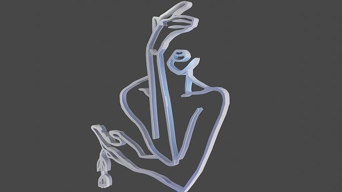 mujer flor decoracion pared 3D print model
