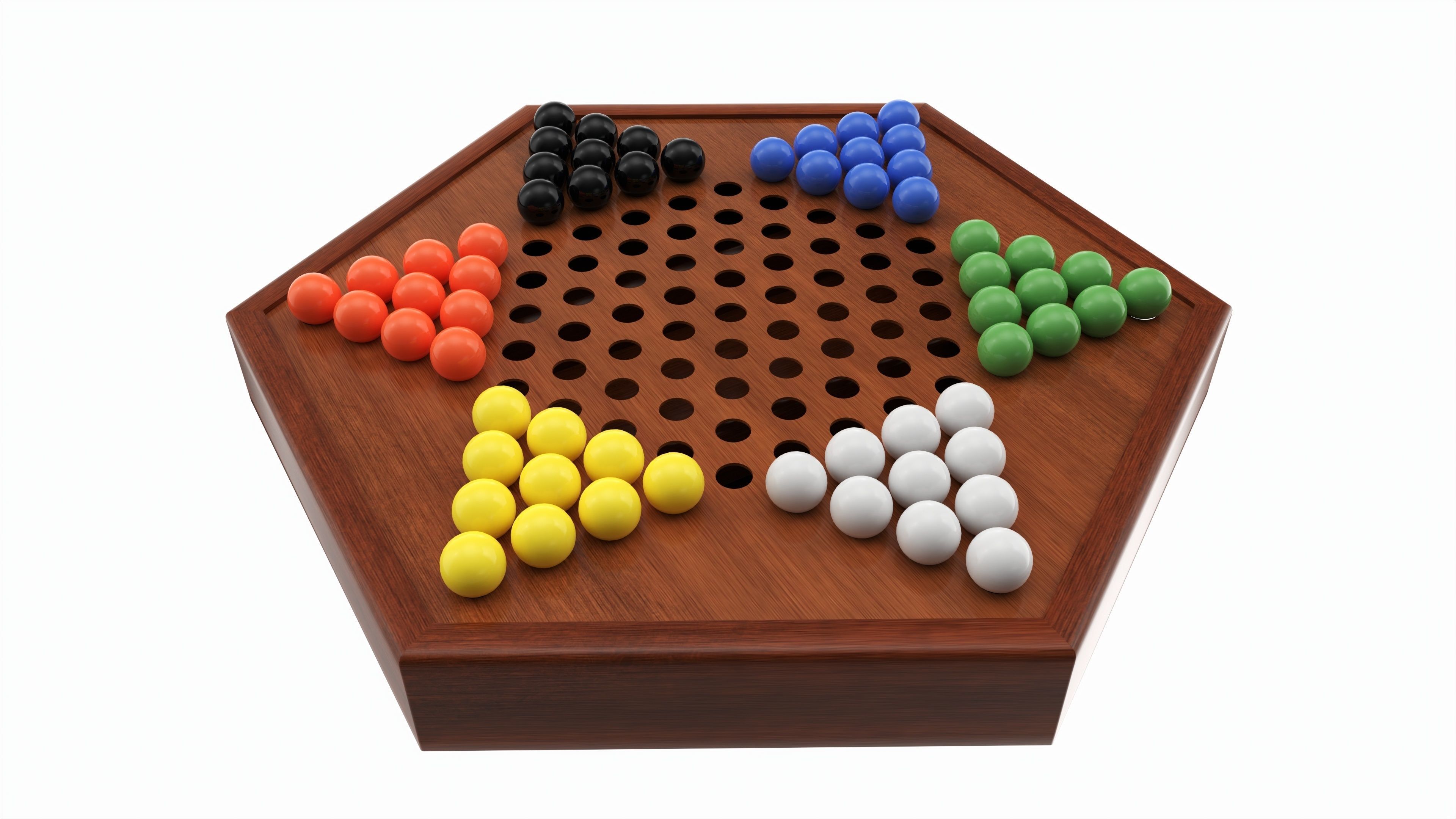 Chinese Checkers Wooden Board Table Game Unboxed 3D model_1