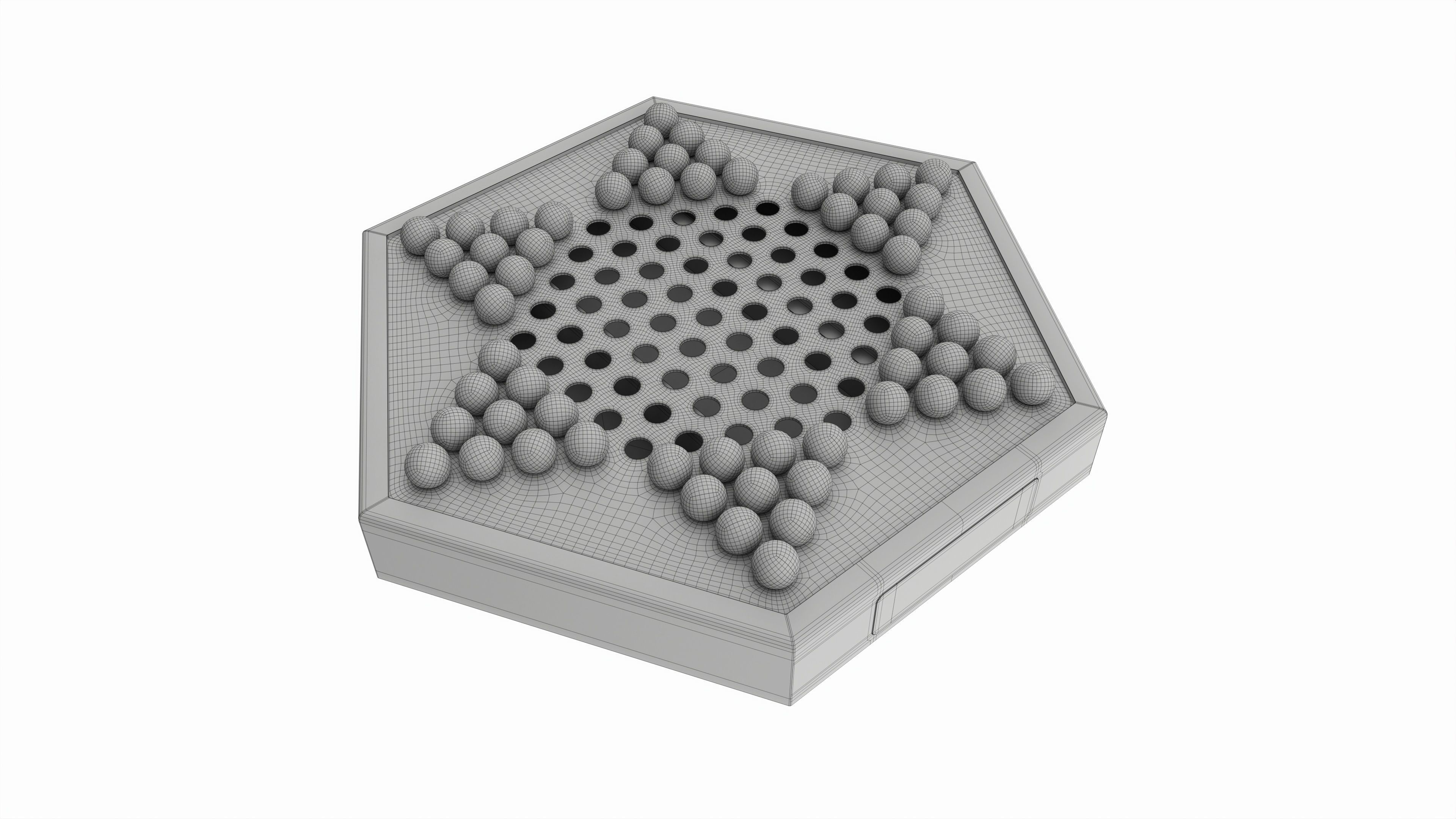 Chinese Checkers Wooden Board Table Game Unboxed 3D model_6