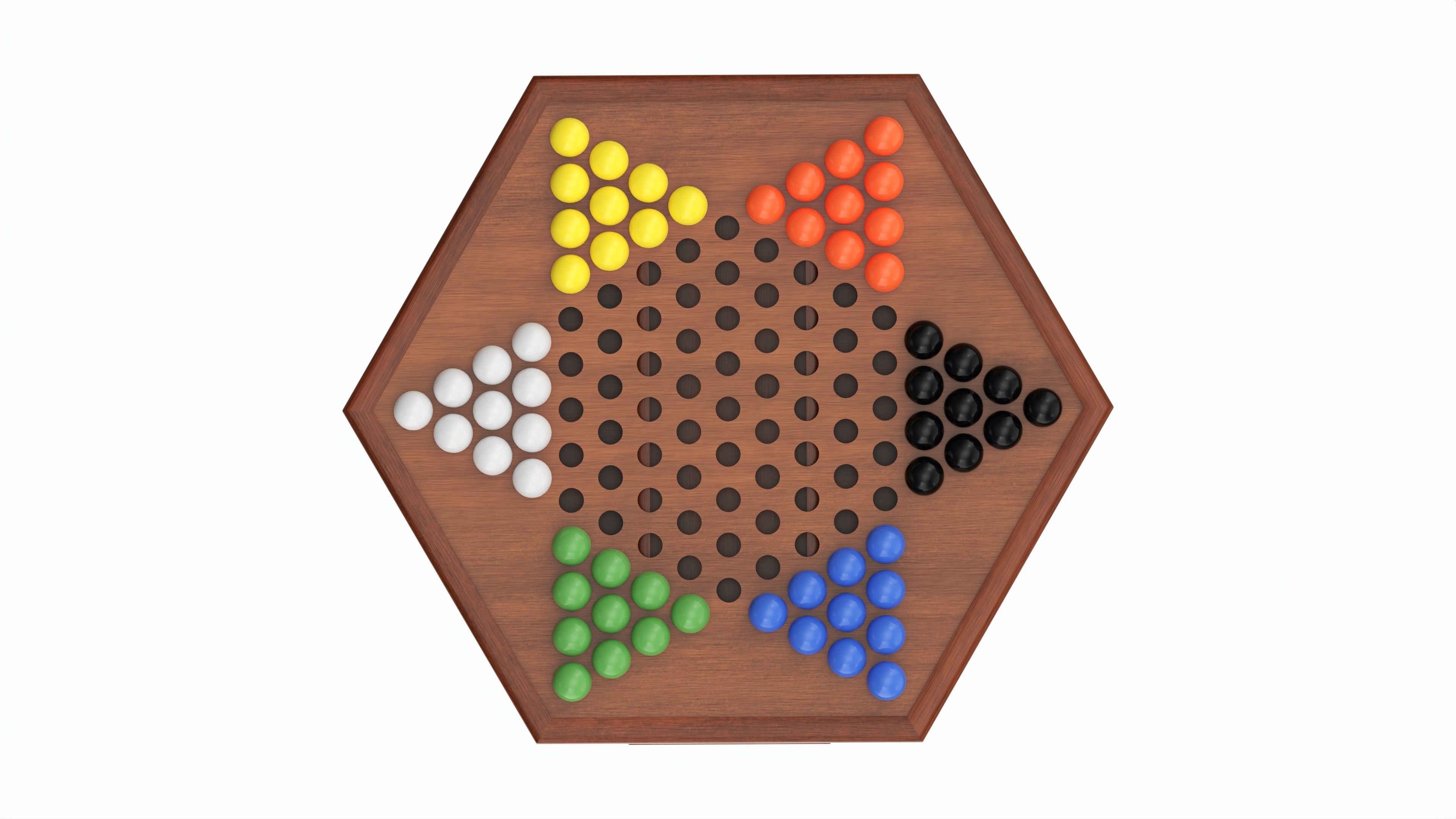 Chinese Checkers Wooden Board Table Game Unboxed 3D model_5
