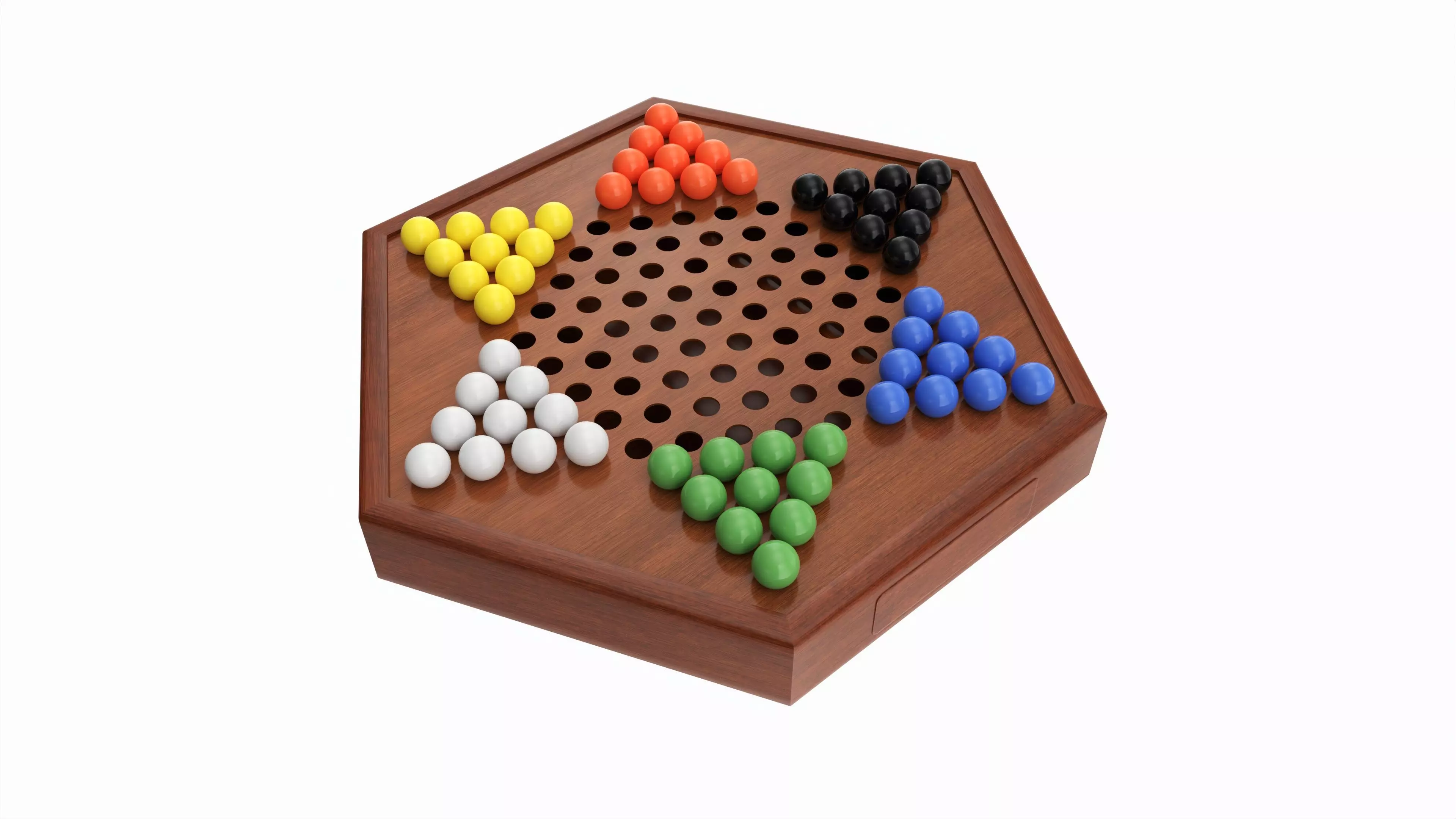 Chinese Checkers Wooden Board Table Game Unboxed 3D model_0
