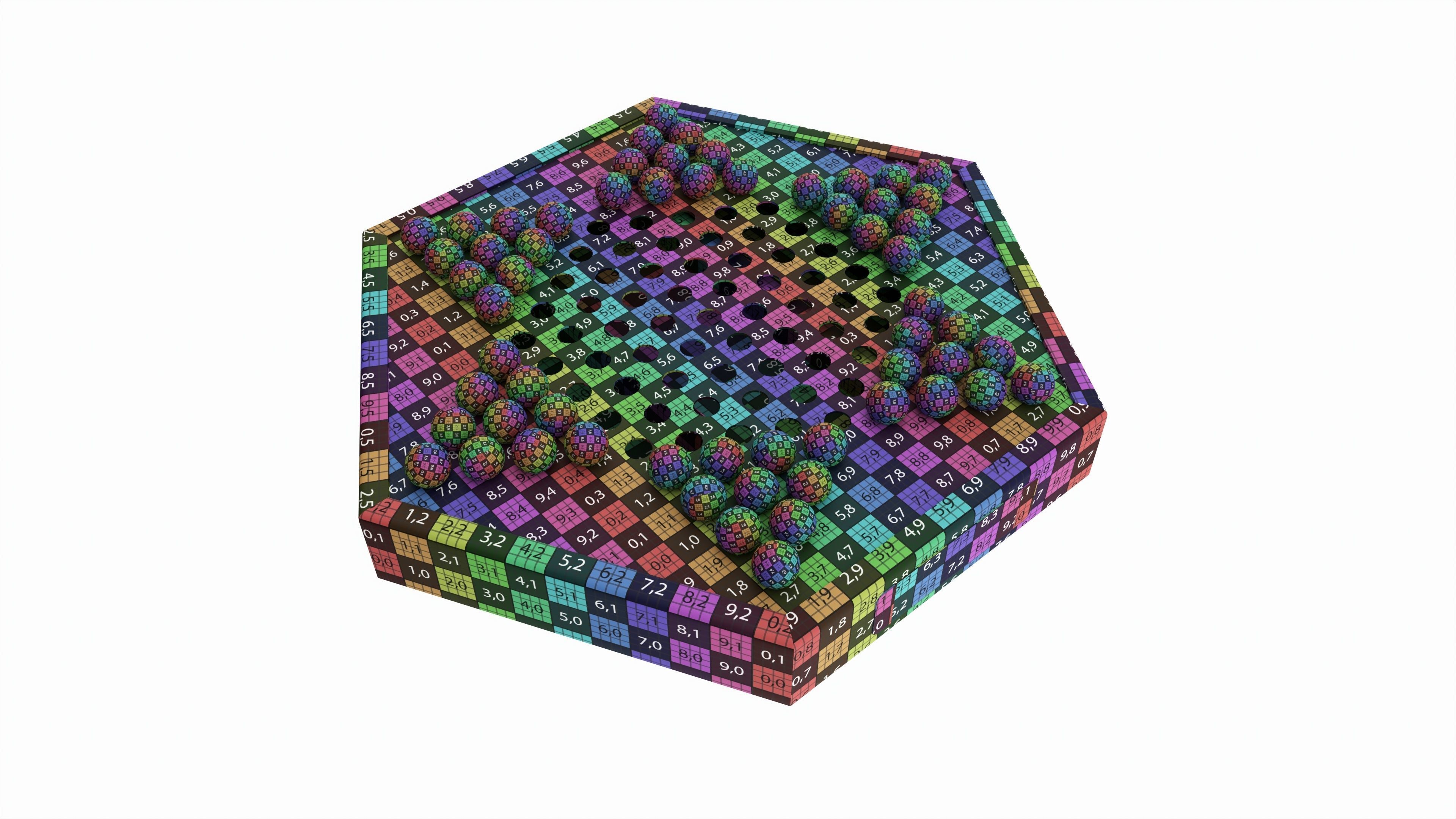 Chinese Checkers Wooden Board Table Game Unboxed 3D model_7