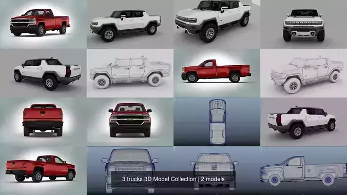 3 trucks 3D Model Collection