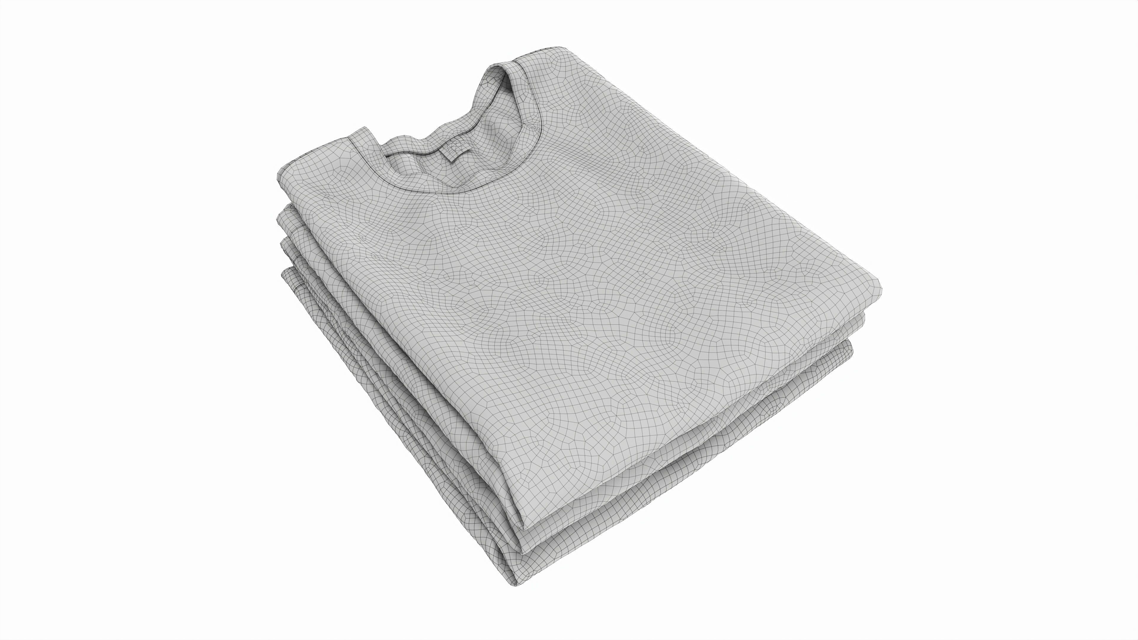 Clothing Classic Men T-shirts Stacked Black 3D model_6