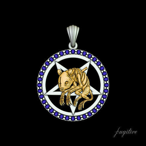 Gothic print pendant 3D model 3D printable CGTrader