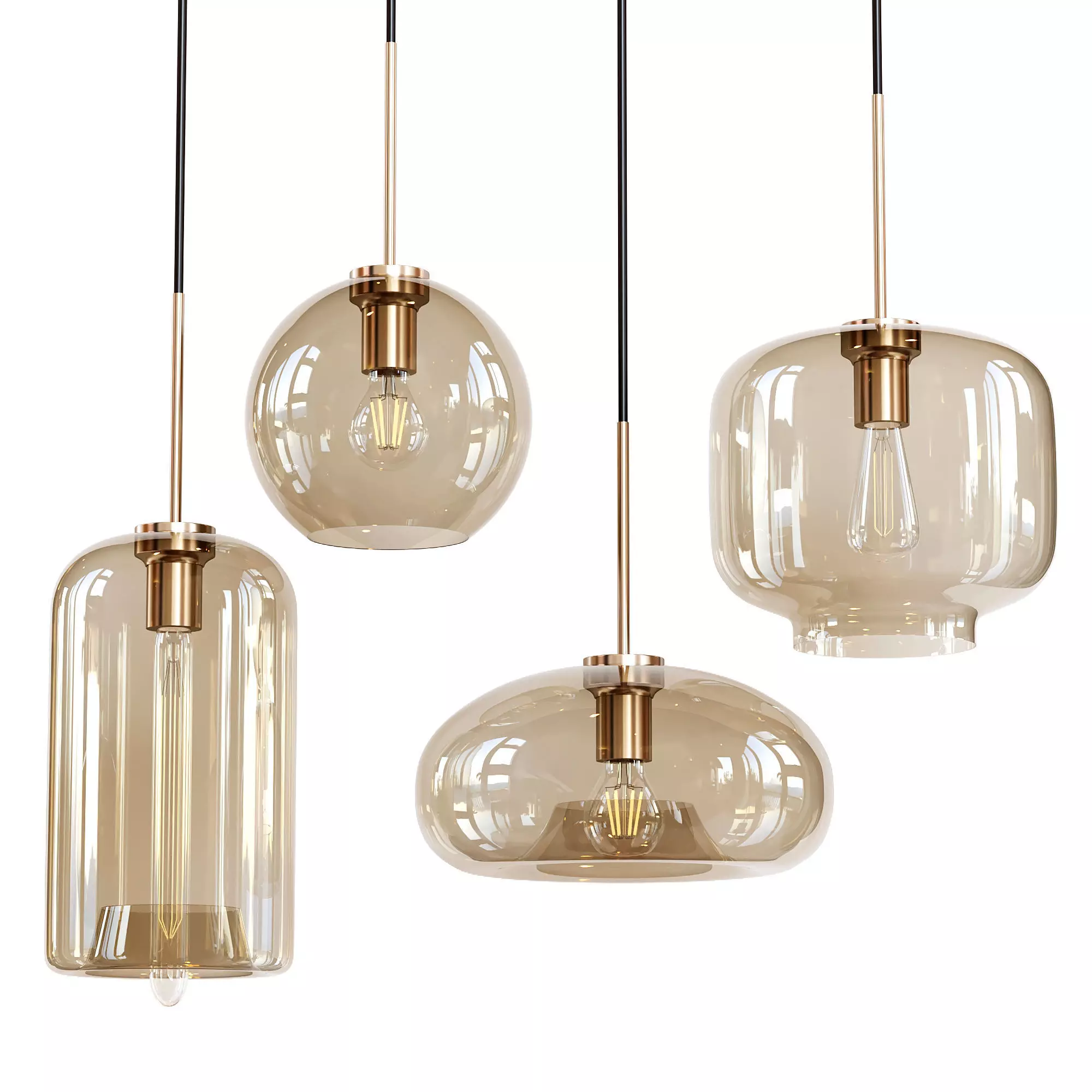 Nordic Industrial Style Glass Modern Luxury Led Pendant 3D model_0