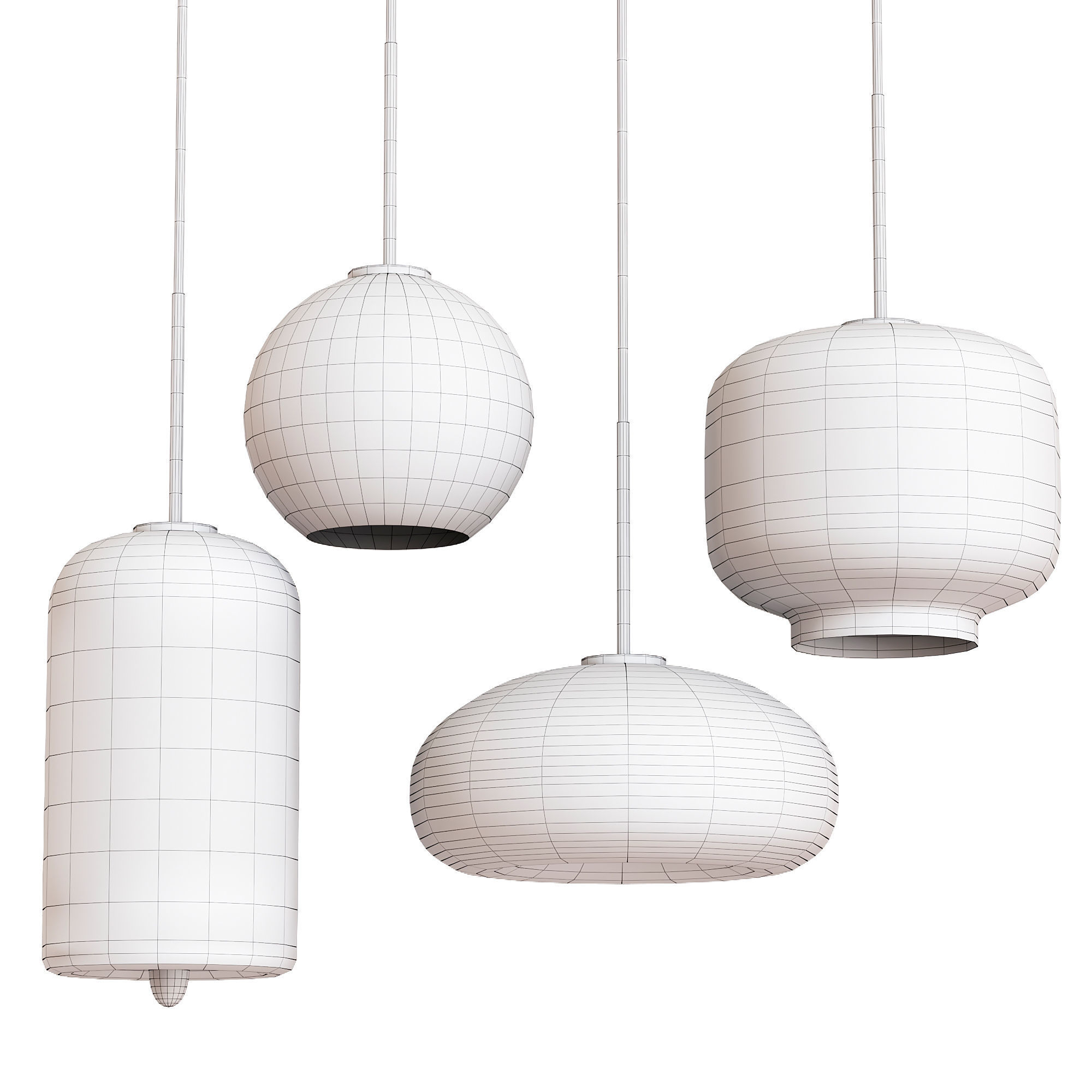 Nordic Industrial Style Glass Modern Luxury Led Pendant 3D model_1