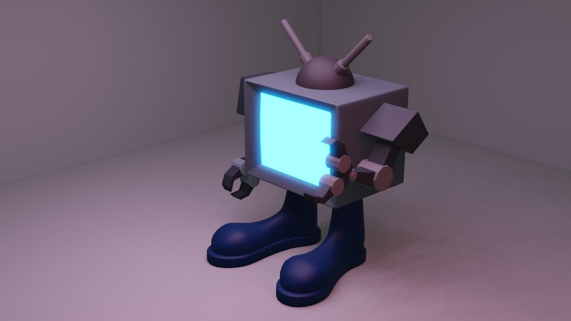 Classic TVBOT TV Robo AI Low-poly 3D model_1