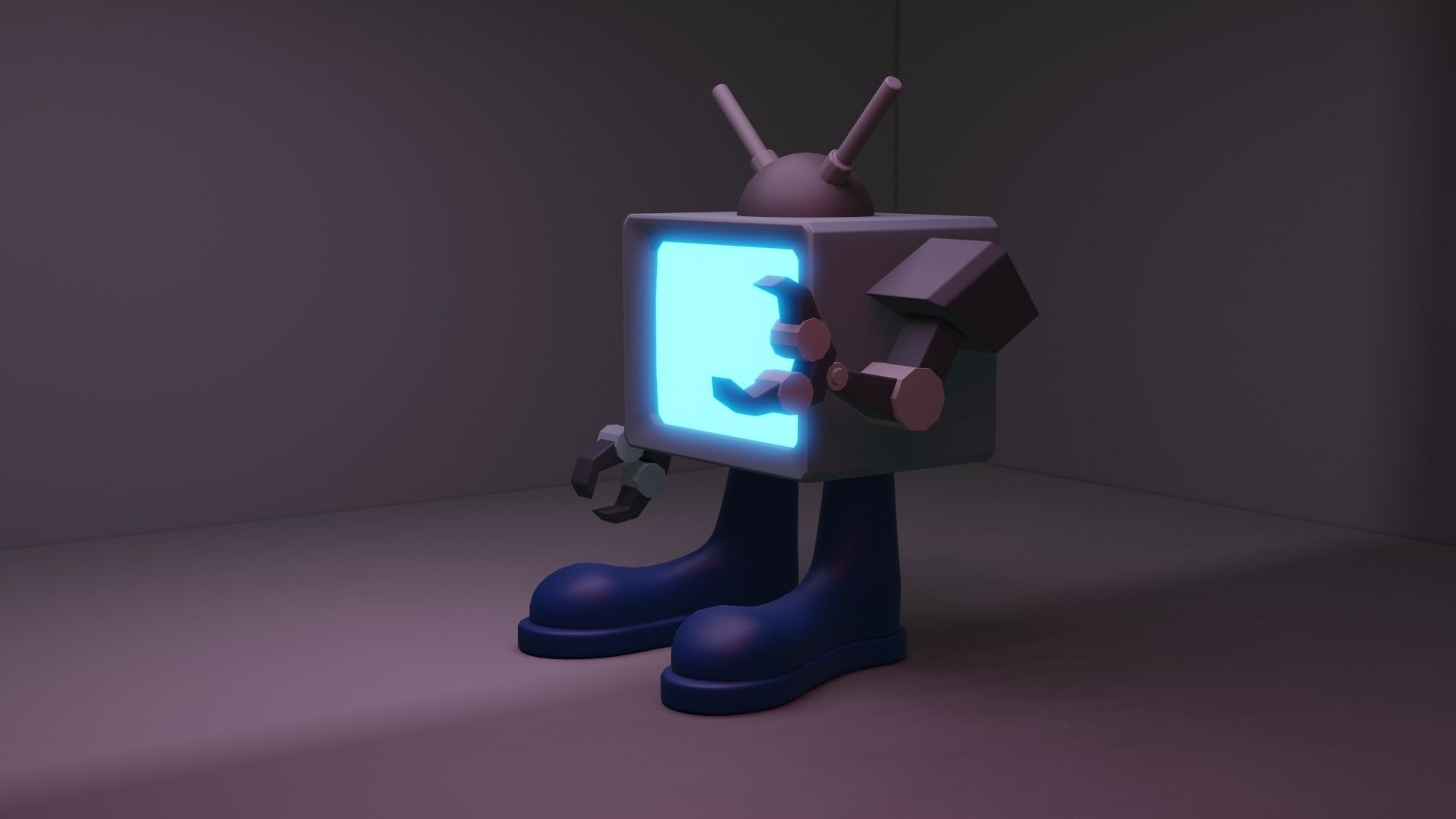 Classic TVBOT TV Robo AI Low-poly 3D model_6