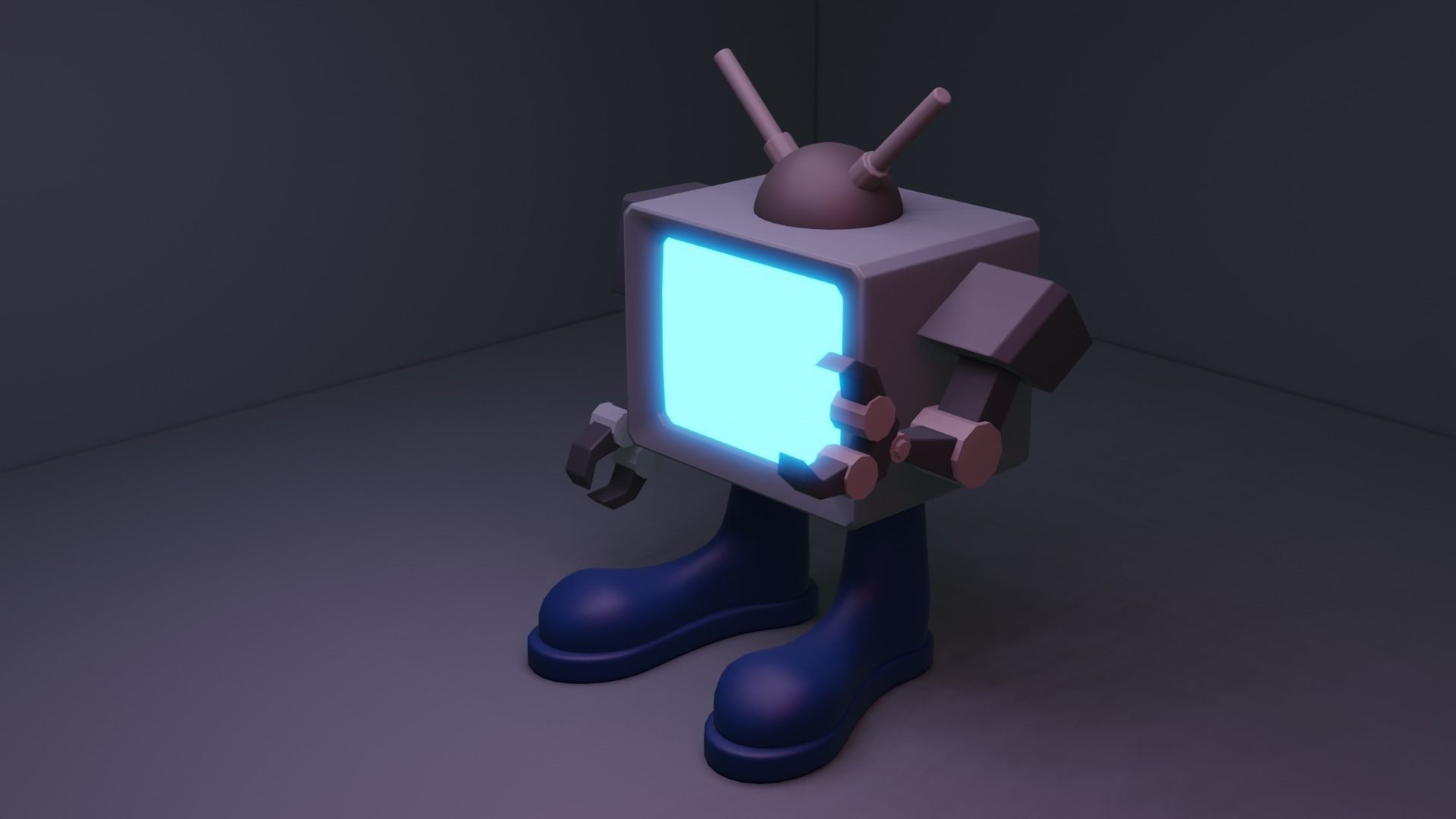 Classic TVBOT TV Robo AI Low-poly 3D model_7