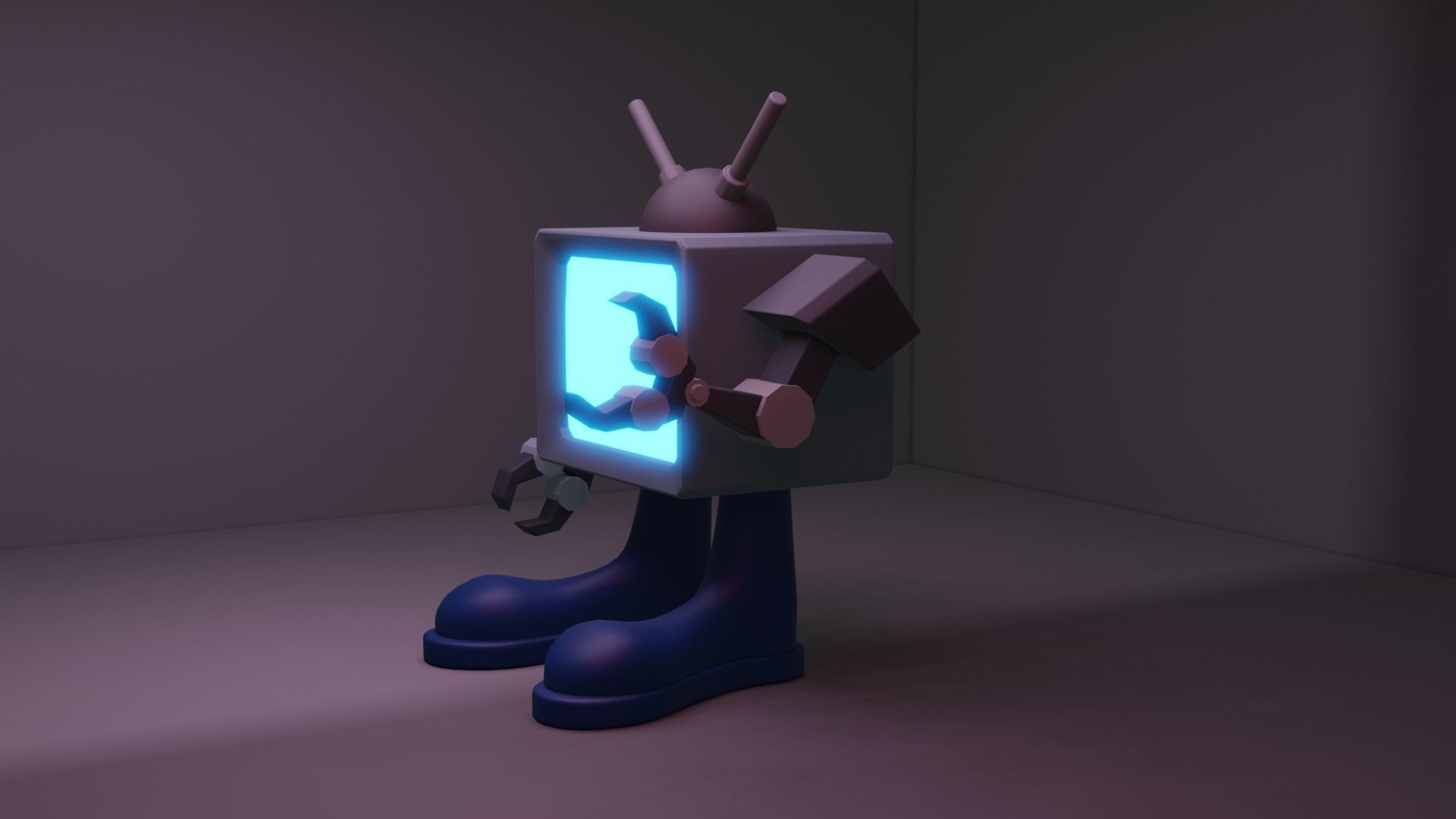 Classic TVBOT TV Robo AI Low-poly 3D model_5