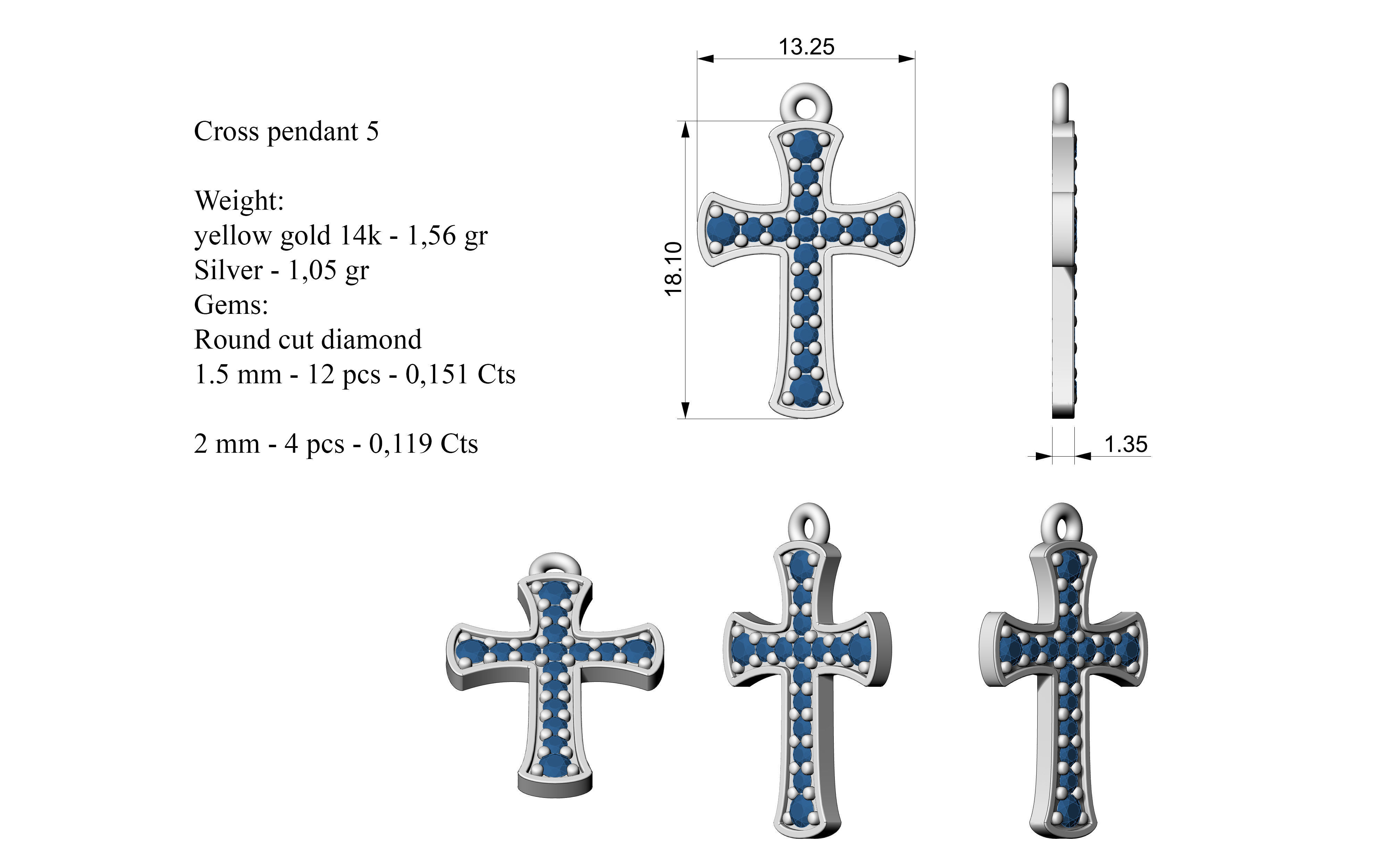 Cross pendant 5 3D print model_6