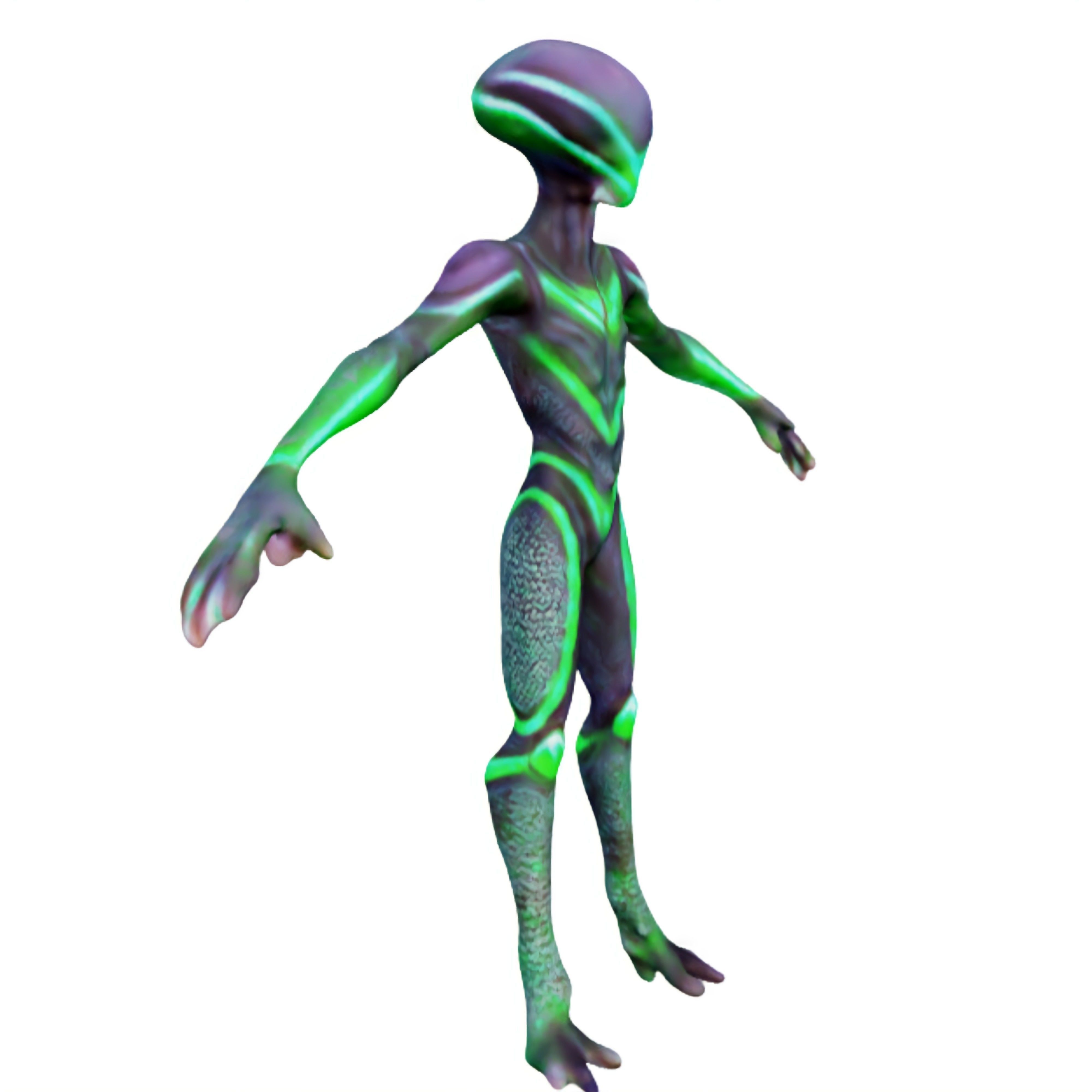 anthropomorphic alien  t pose 4k 3D model_1