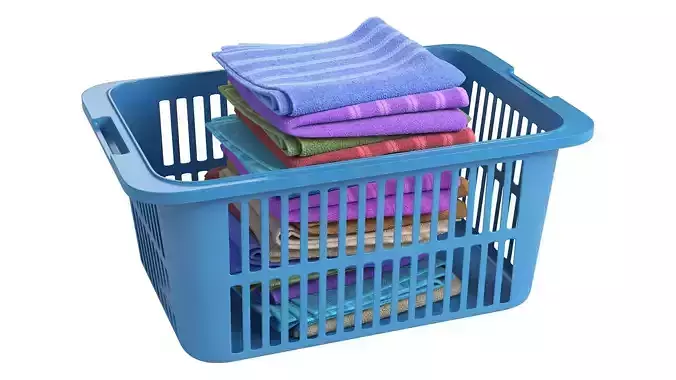 Basket Towels  Low-poly 3D model