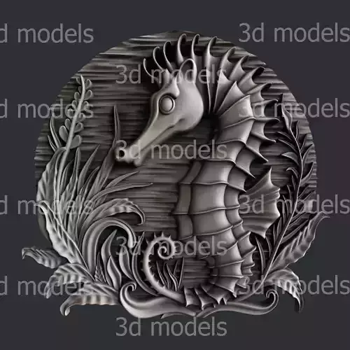 3d STL models for CNC router or 3dprinter seahorse P493 3D model