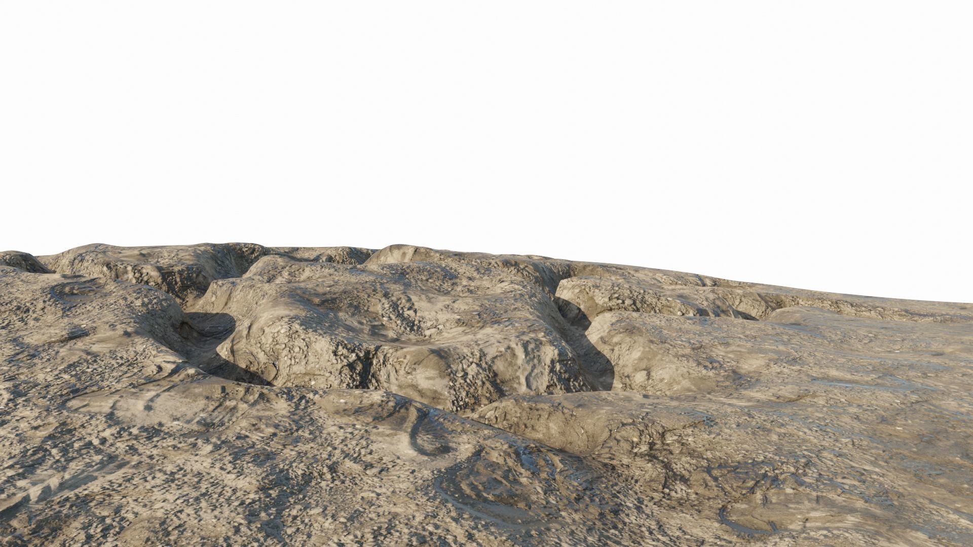 Abandoned WW1 battlefield Low-poly 3D model_5