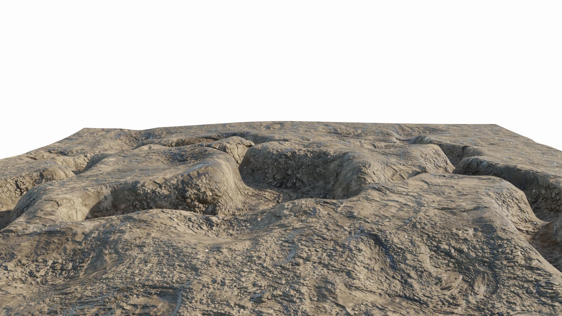 Abandoned WW1 battlefield Low-poly 3D model_3