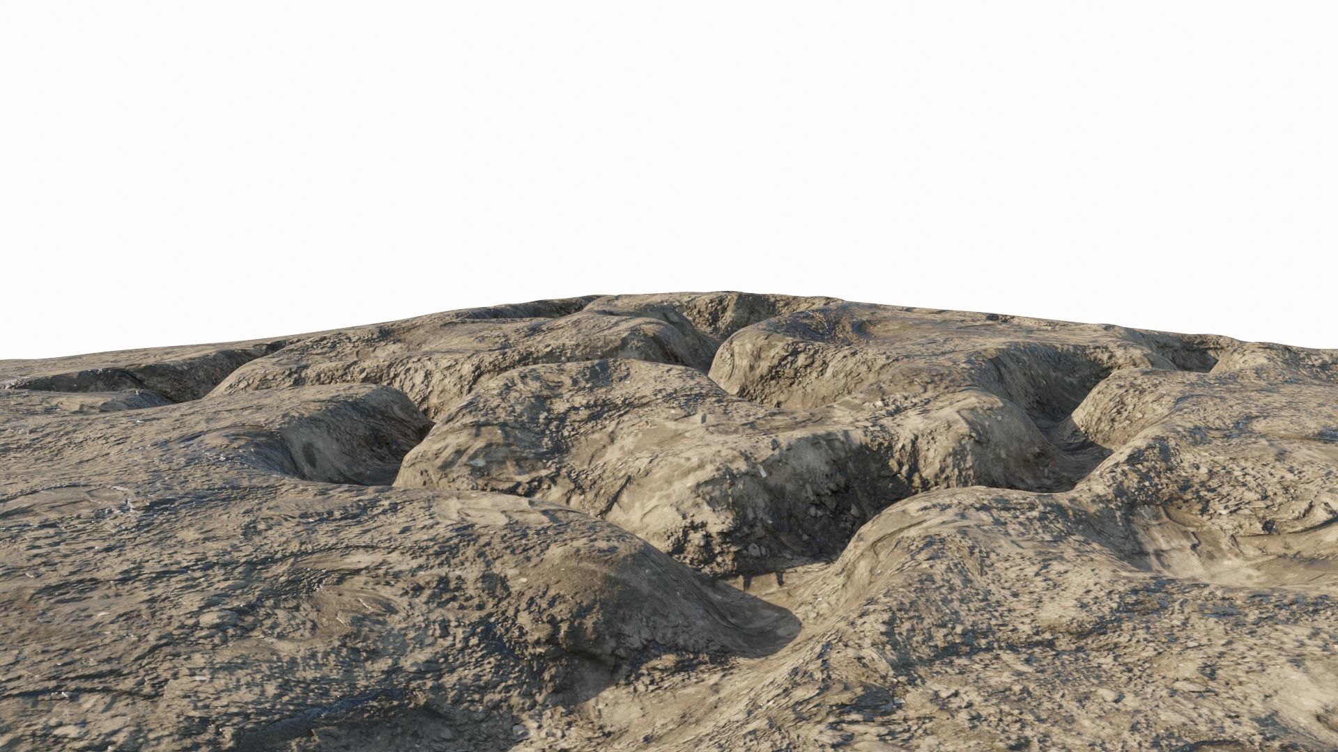 Abandoned WW1 battlefield Low-poly 3D model_2