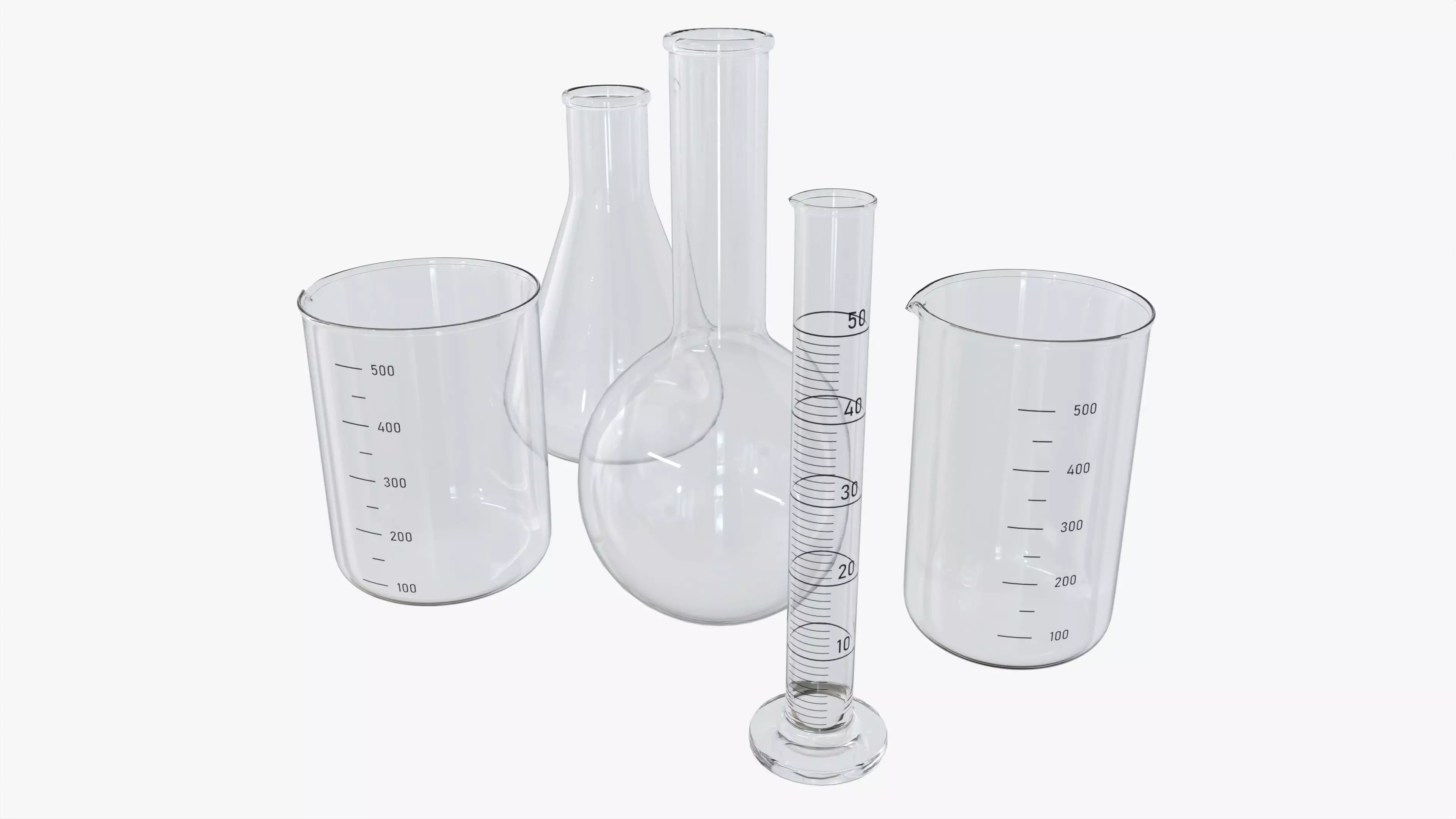 Laboratory Glassware Flasks Measuring Cups 3D model