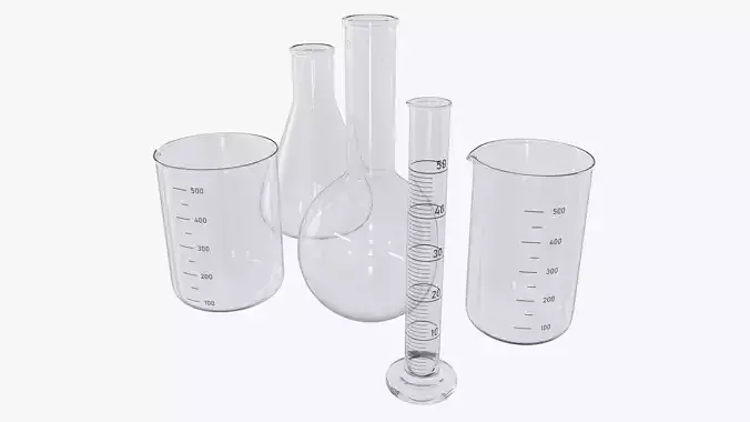 Laboratory Glassware Flasks Measuring Cups 3D model