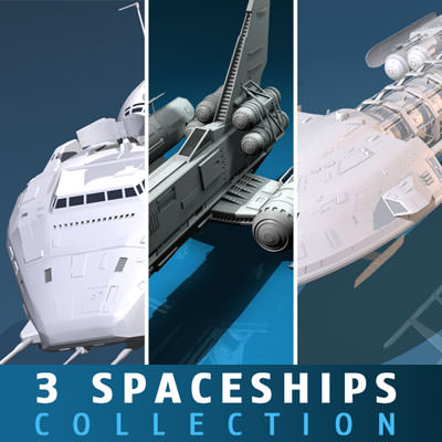 3 spaceship collection 3D model_22