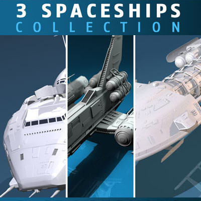 3 spaceship collection 3D model_9