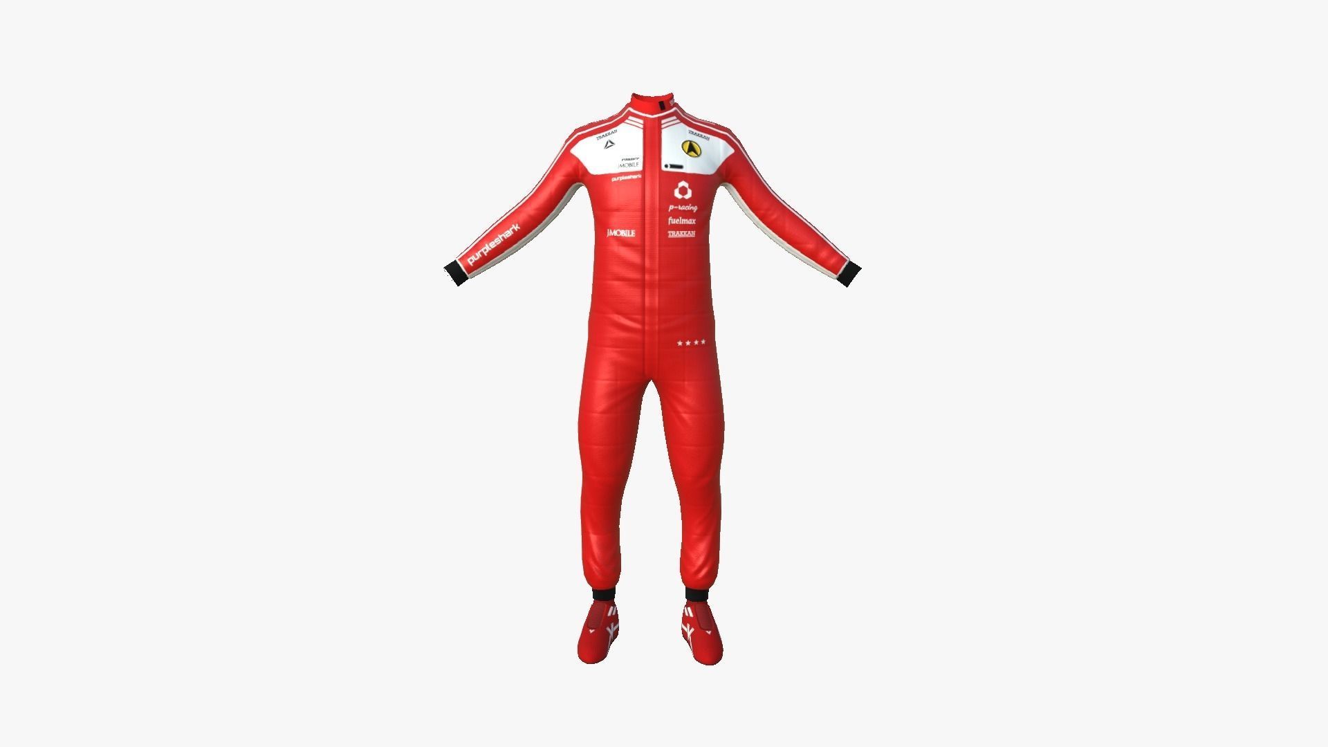 Racing Pilot Uniform A01 Red - Character Clothing Design Low-poly 3D model_1