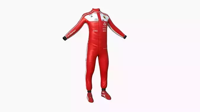 Racing Pilot Uniform A01 Red - Character Clothing Design Low-poly 3D model