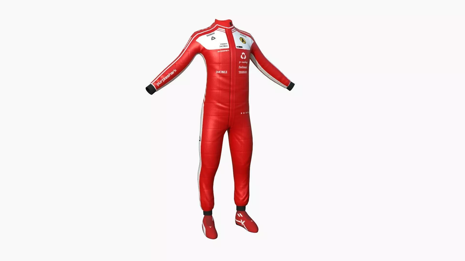 Racing Pilot Uniform A01 Red - Character Clothing Design Low-poly 3D model_0