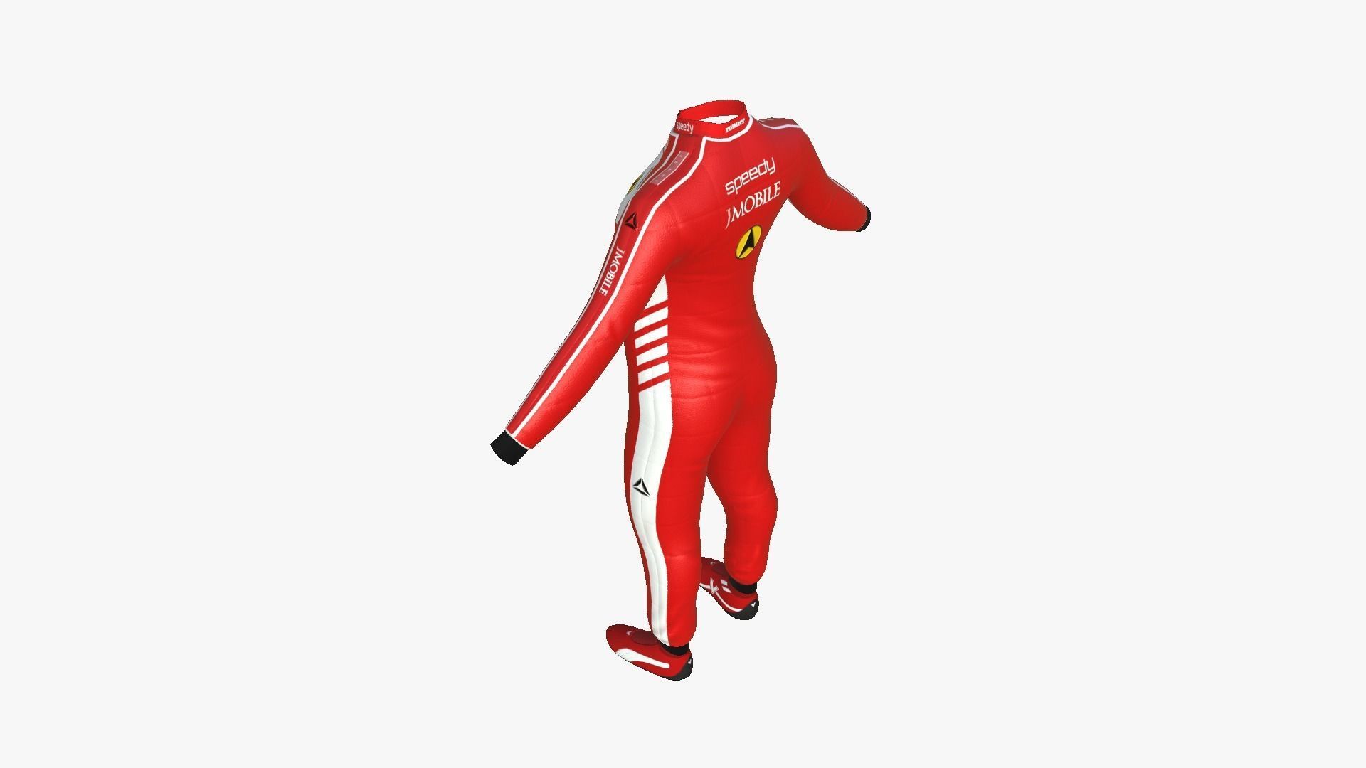 Racing Pilot Uniform A01 Red - Character Clothing Design Low-poly 3D model_4