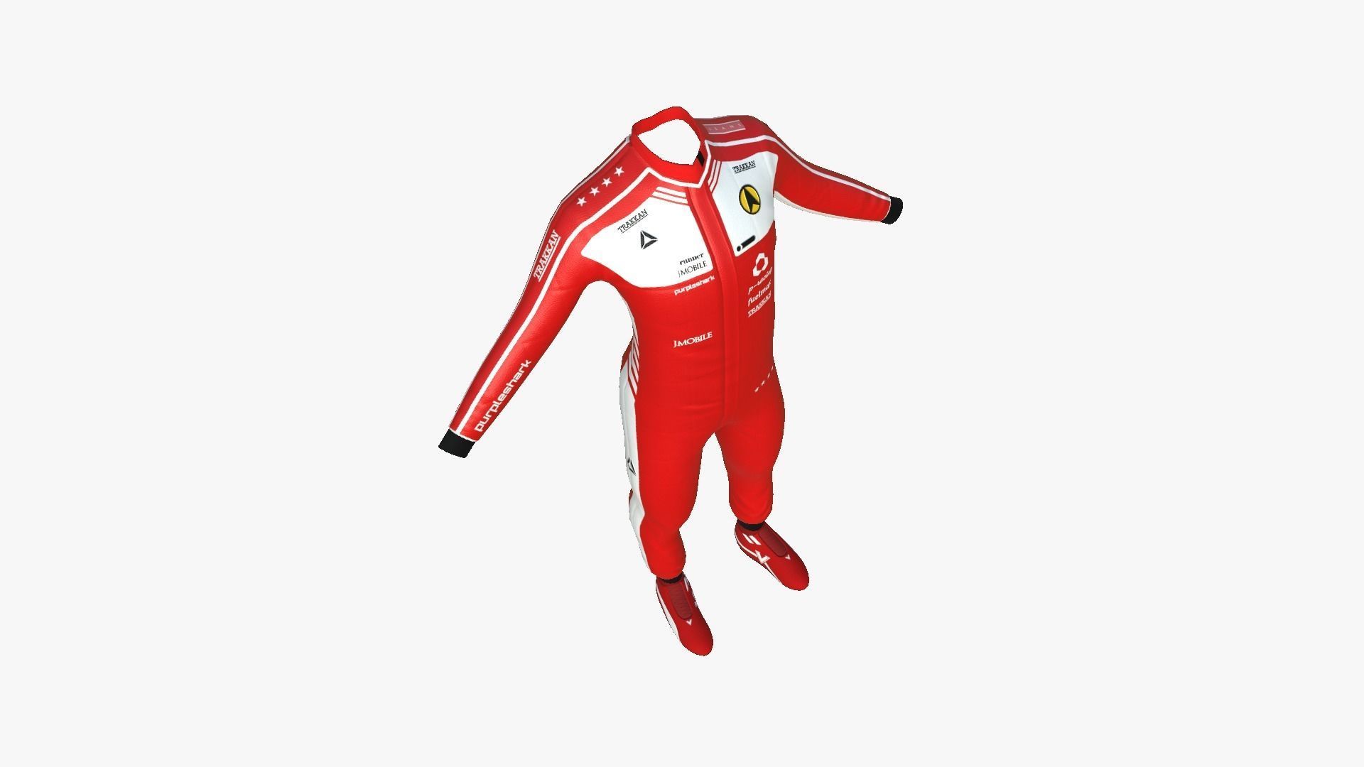 Racing Pilot Uniform A01 Red - Character Clothing Design Low-poly 3D model_3