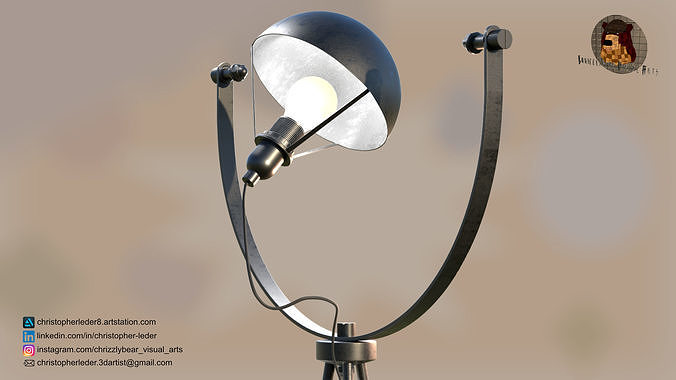 Floor Designer Lamp Industrial Low-poly 3D model 6