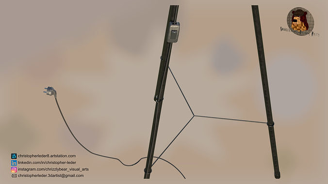Floor Designer Lamp Industrial Low-poly 3D model 4