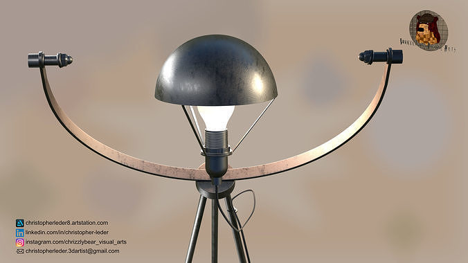 Floor Designer Lamp Industrial Low-poly 3D model 7