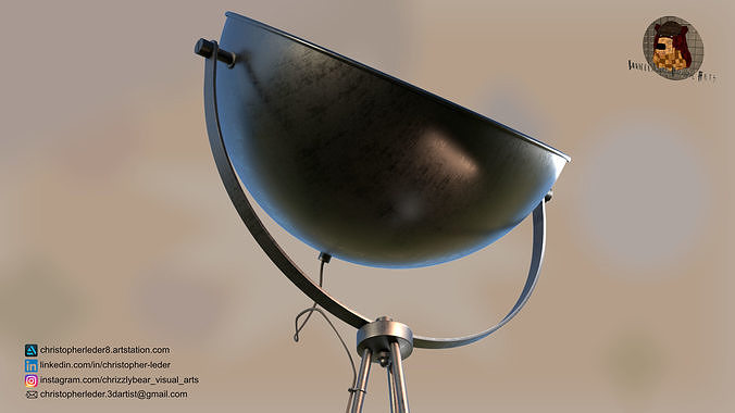 Floor Designer Lamp Industrial Low-poly 3D model 5