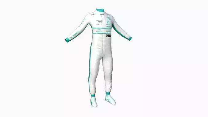 Racing Pilot Uniform A02 White Blue - Character Clothing Design Low-poly 3D model