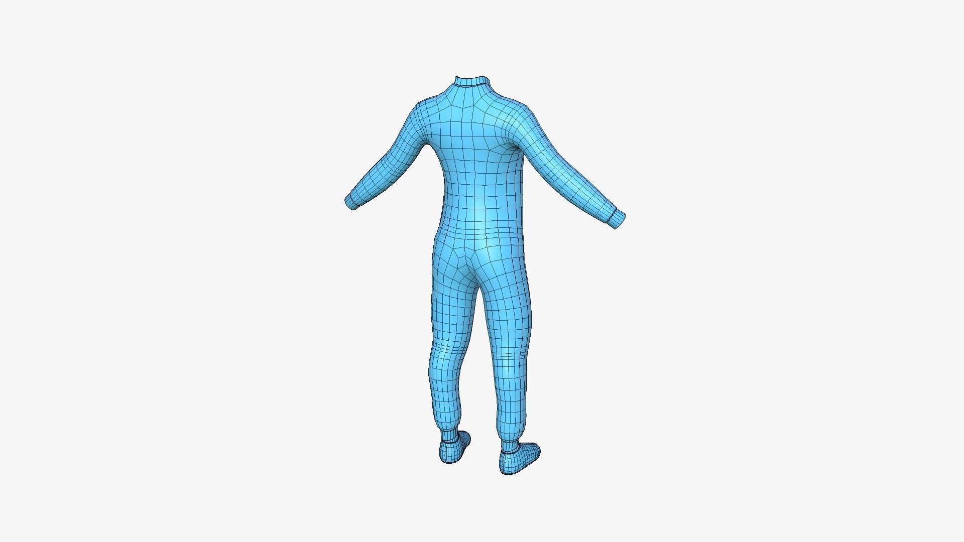 Racing Pilot Uniform A02 White Blue - Character Clothing Design Low-poly 3D model_15