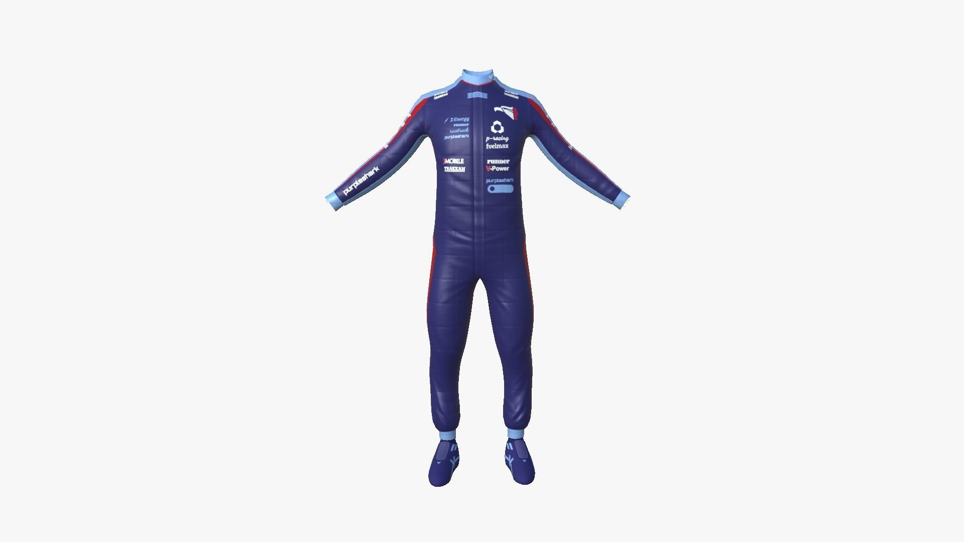Racing Pilot Uniform A03 Dark Blue - Character Clothing Design Low-poly 3D model_1