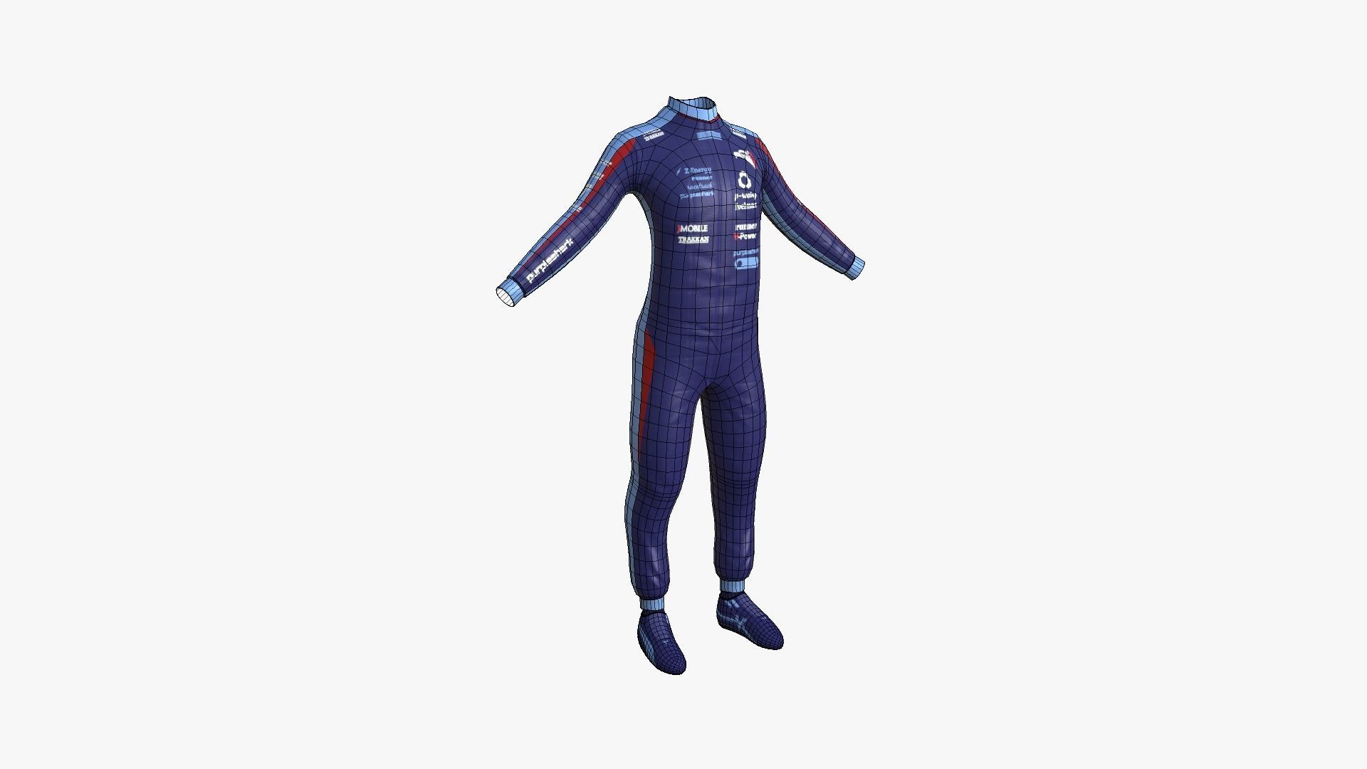 Racing Pilot Uniform A03 Dark Blue - Character Clothing Design Low-poly 3D model_6