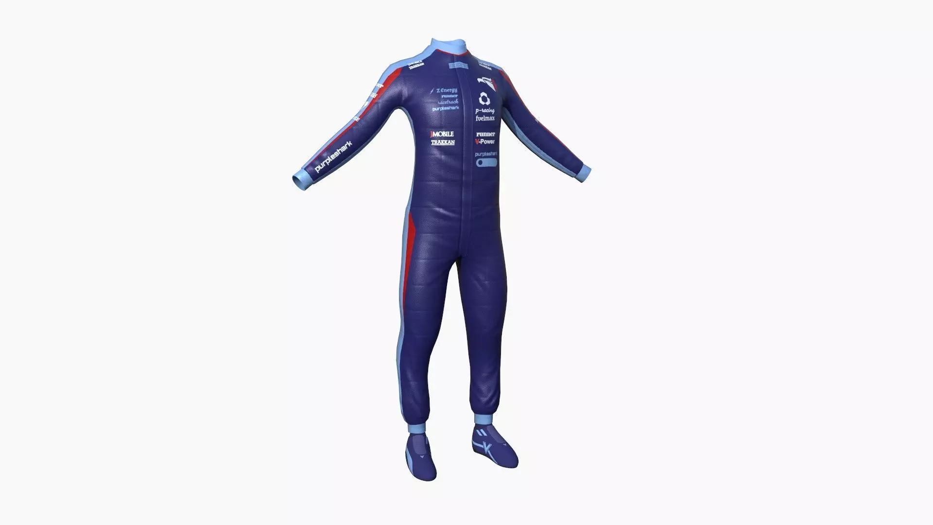 Racing Pilot Uniform A03 Dark Blue - Character Clothing Design Low-poly 3D model_0