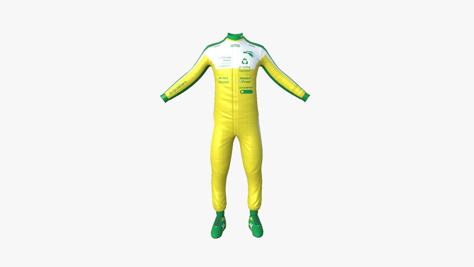 Racing Pilot Uniform A04 Yellow - Character Clothing Design Low-poly 3D model_1