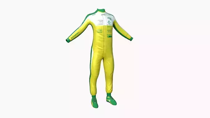 Racing Pilot Uniform A04 Yellow - Character Clothing Design Low-poly 3D model
