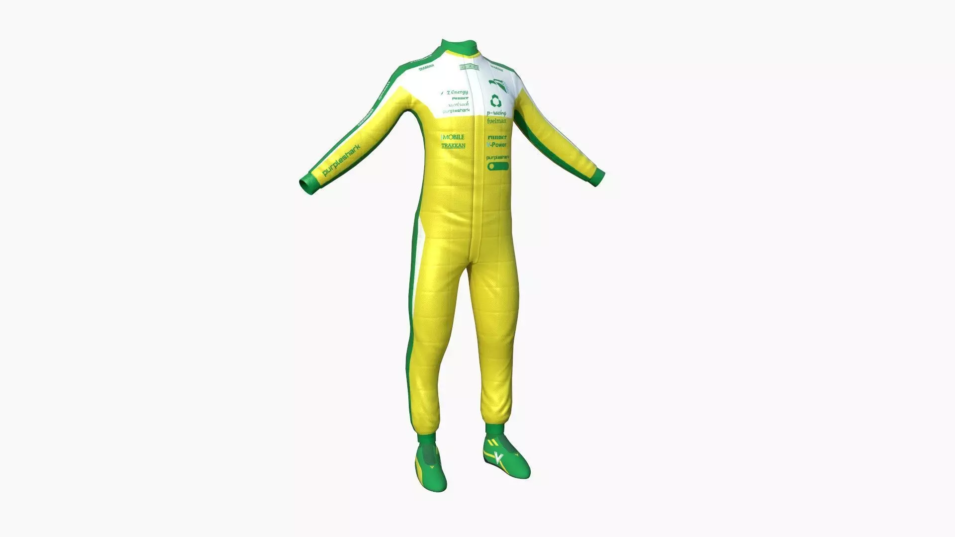 Racing Pilot Uniform A04 Yellow - Character Clothing Design Low-poly 3D model_0