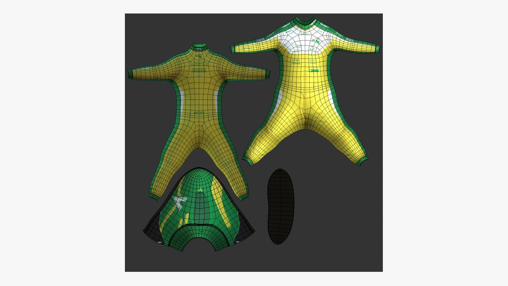 Racing Pilot Uniform A04 Yellow - Character Clothing Design Low-poly 3D model_5