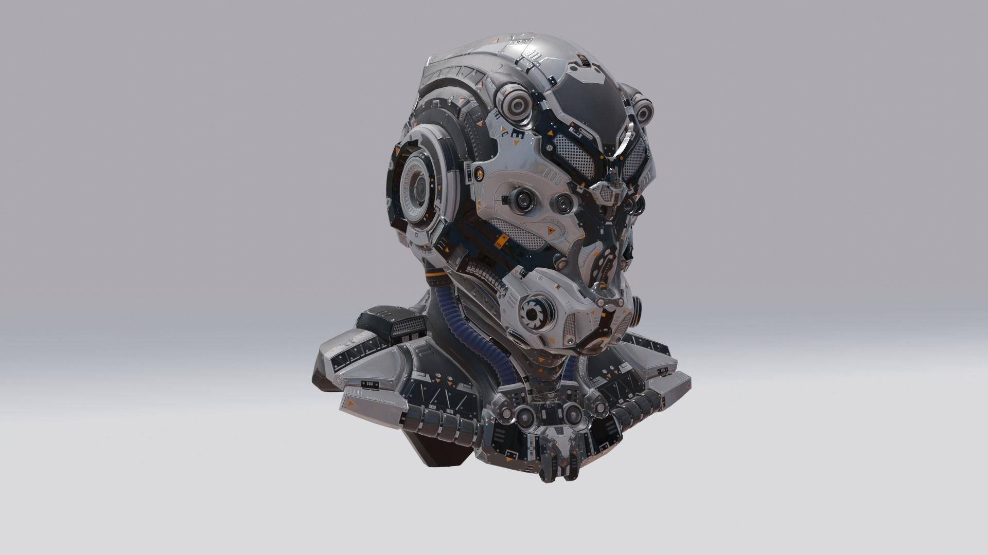 Sci-Fi Robotic Helmet  3D model_2