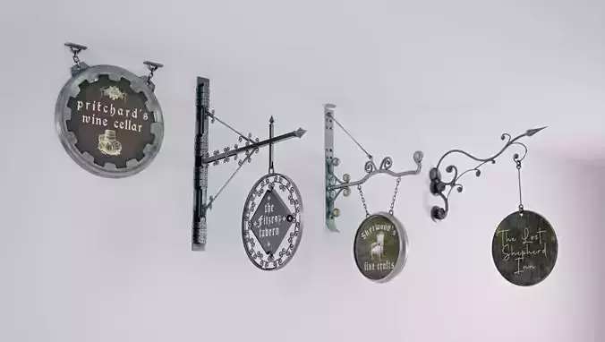 Fantasy Hanging Signage 3D model